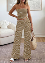 PRETTYGARDEN Summer Sets Women 2 Piece Outfits Matching Striped Loungewear Spring Airport Travel Beach Vacation Clothes