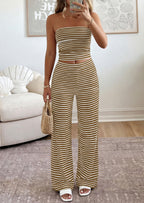 PRETTYGARDEN Summer Sets Women 2 Piece Outfits Matching Striped Loungewear Spring Airport Travel Beach Vacation Clothes