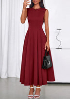 PRETTYGARDEN Sleeveless Crewneck Summer Maxi Dresses for Women Elegant Classy Semi Formal A Line Modest Party Dress