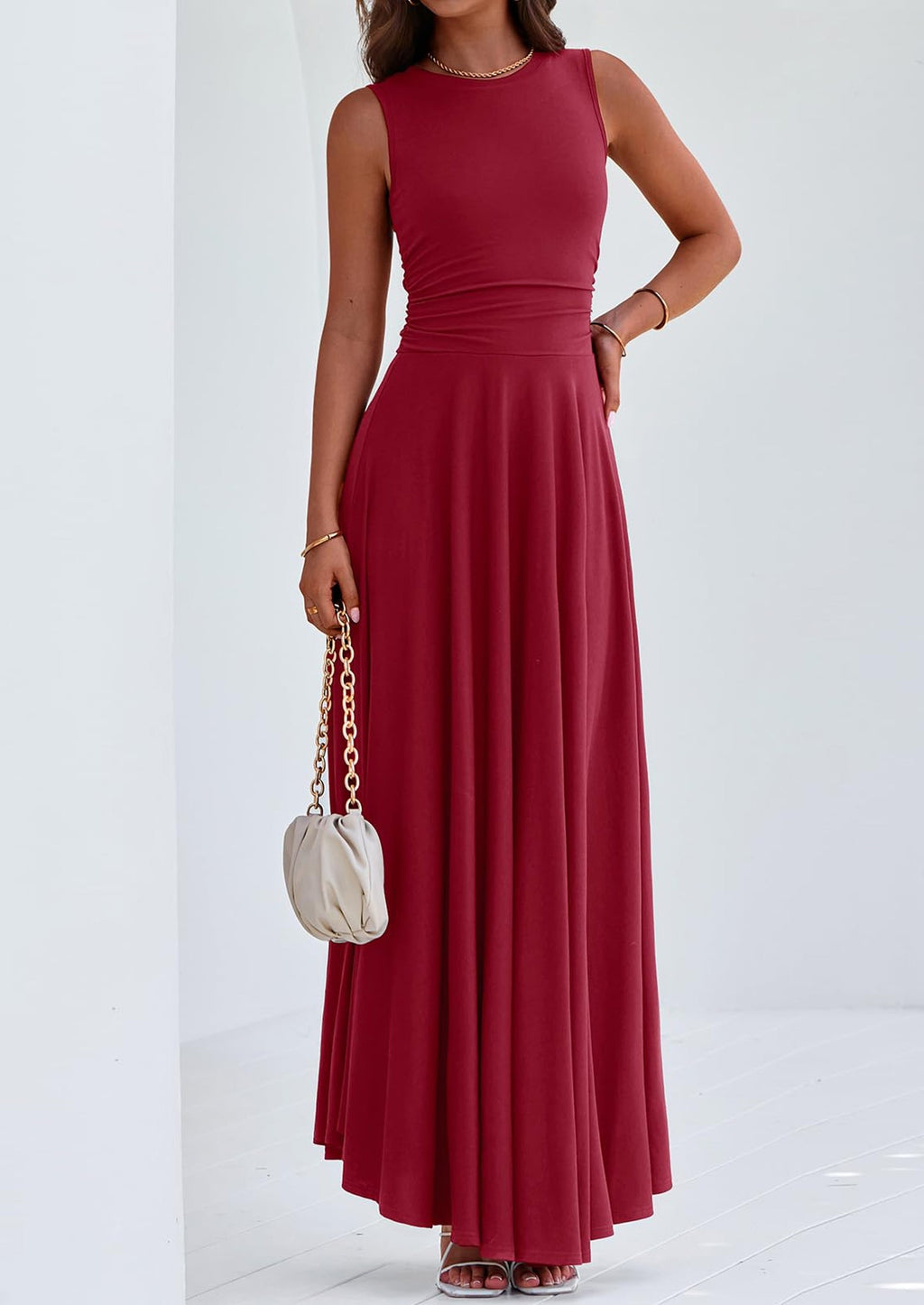 PRETTYGARDEN Womens Spring Dresses Casual Sleeveless Crewneck Aline Maxi Dress Stretch Tank Flowy Long Dresses