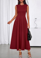 PRETTYGARDEN Sleeveless Crewneck Summer Maxi Dresses for Women Elegant Classy Semi Formal A Line Modest Party Dress