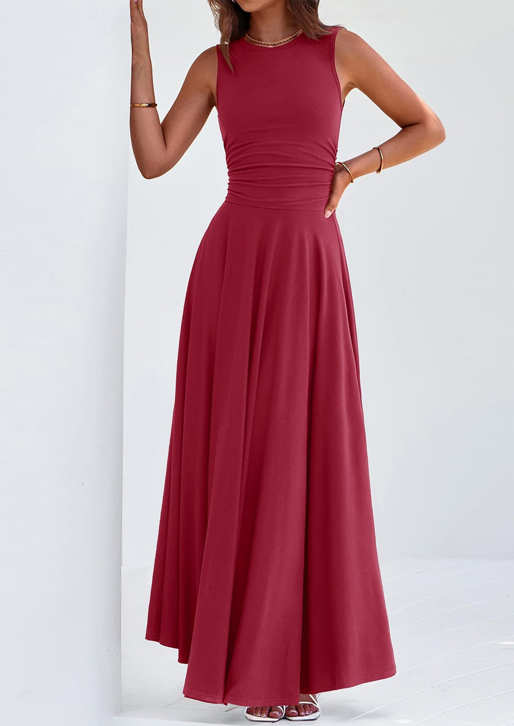PRETTYGARDEN Womens Spring Dresses Casual Sleeveless Crewneck Aline Maxi Dress Stretch Tank Flowy Long Dresses