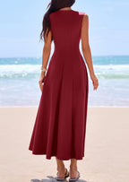 PRETTYGARDEN Sleeveless Crewneck Summer Maxi Dresses for Women Elegant Classy Semi Formal A Line Modest Party Dress