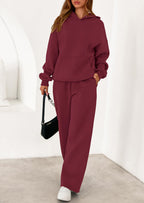 PRETTYGARDEN Women's 2 Piece Outfits Fall Sweatsuits Oversized Hoodies Wide Leg Sweatpants Tracksuits Lounge Matching Sets