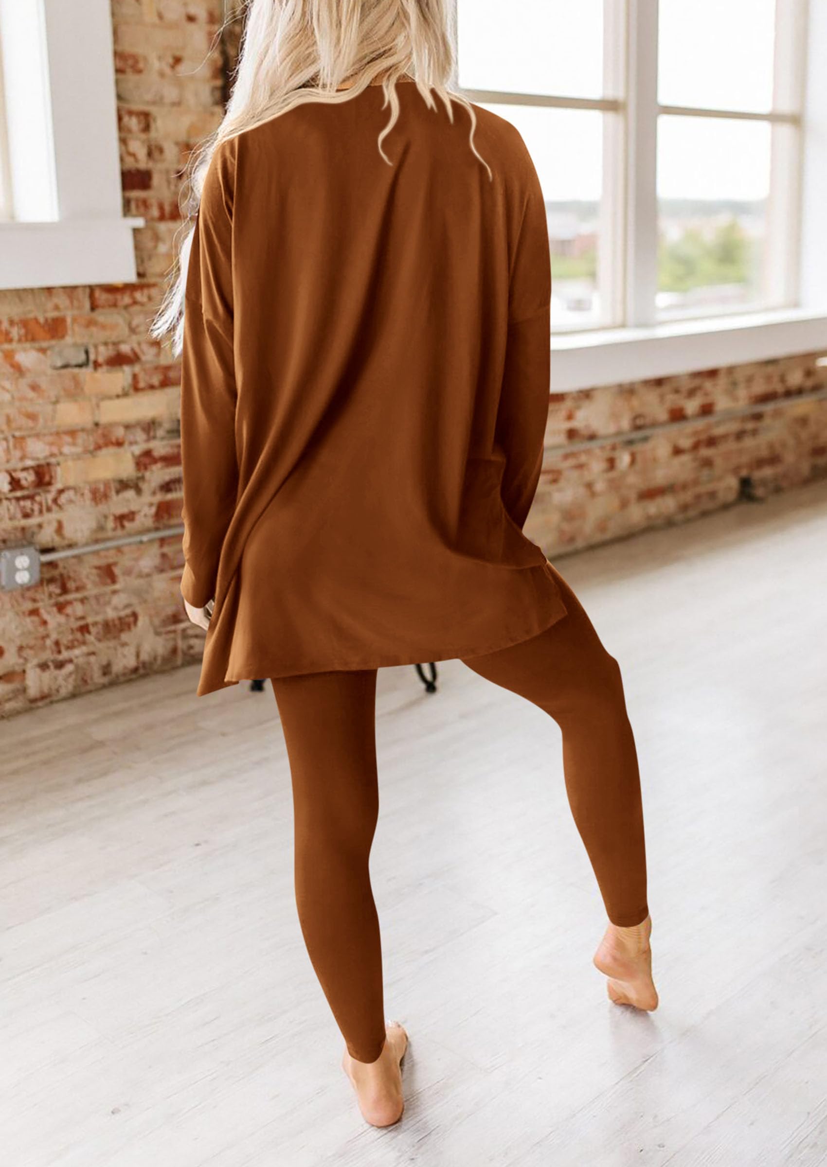 PRETTYGARDEN 2 Piece Outfits Casual Long Sleeve Tunic Tops Legging Pants Lounge Sets Sweatsuits