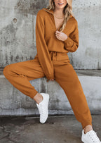 PRETTYGARDEN Women's 2 Piece Sweater Set Pullover Zip Up Sweatshirt Jogger Sweatpants Tracksuit Casual Outfit