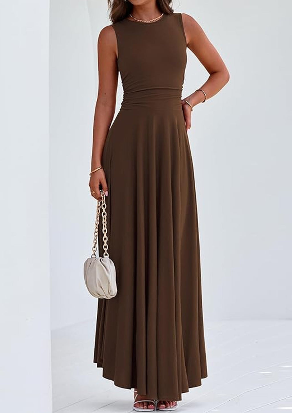PRETTYGARDEN Womens Spring Dresses Casual Sleeveless Crewneck Aline Maxi Dress Stretch Tank Flowy Long Dresses