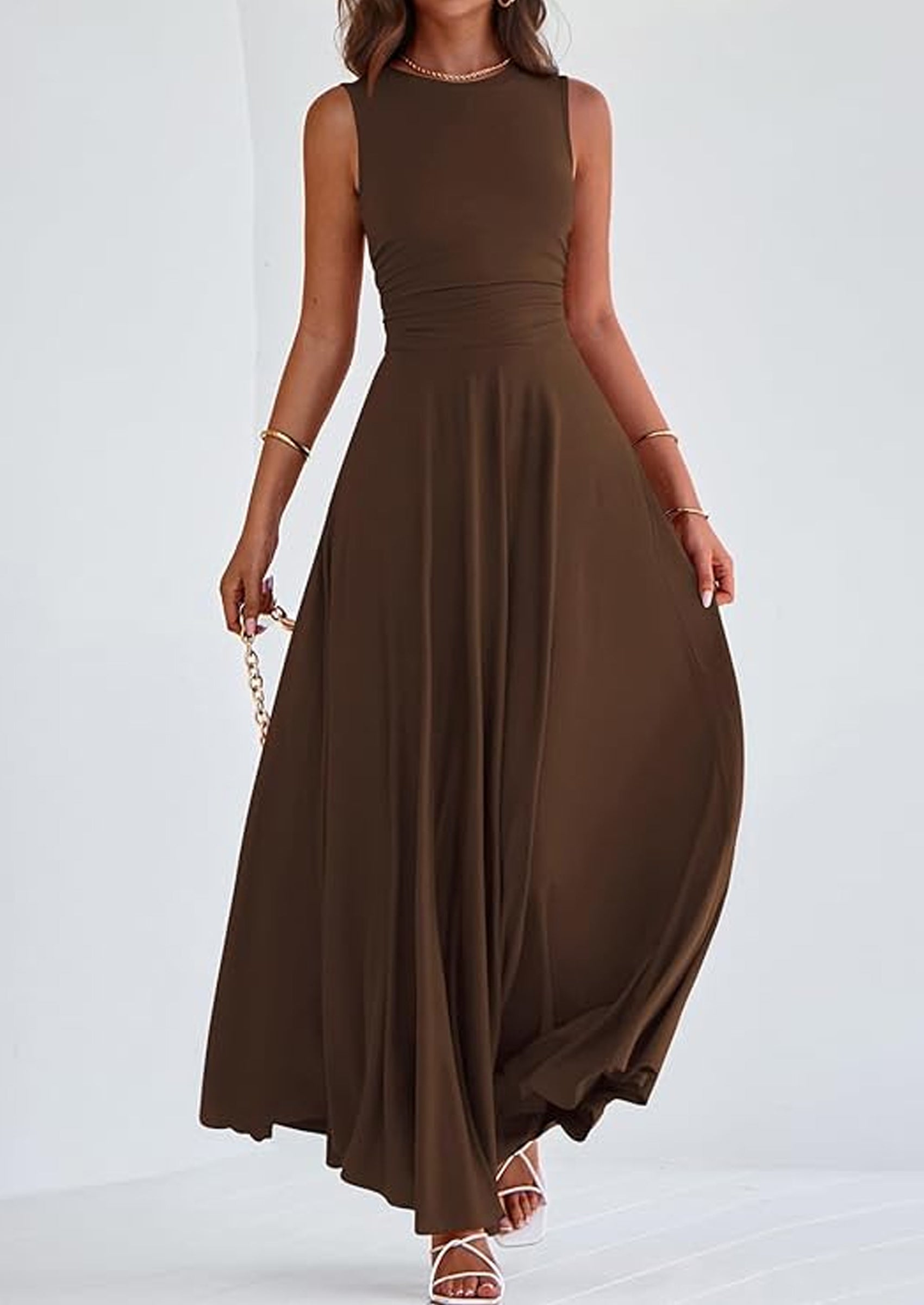PRETTYGARDEN Womens Spring Dresses Casual Sleeveless Crewneck Aline Maxi Dress Stretch Tank Flowy Long Dresses