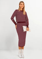PRETTYGARDEN 2 Piece Skirts Sets For Women Fall Fashion Striped Sweater Dress Knit Lounge Travel Outfits Winter Clothing