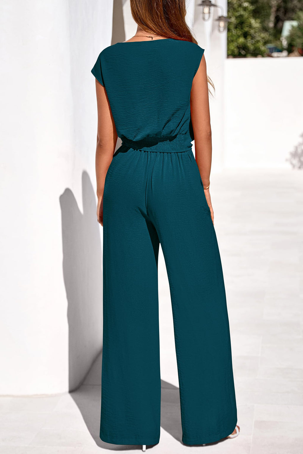PRETTYGARDEN Women 2 Piece Lounge Sets Casual Summer Outfits Cap Sleeve Strappy Crop Tops Wide Leg Pant Tracksuit