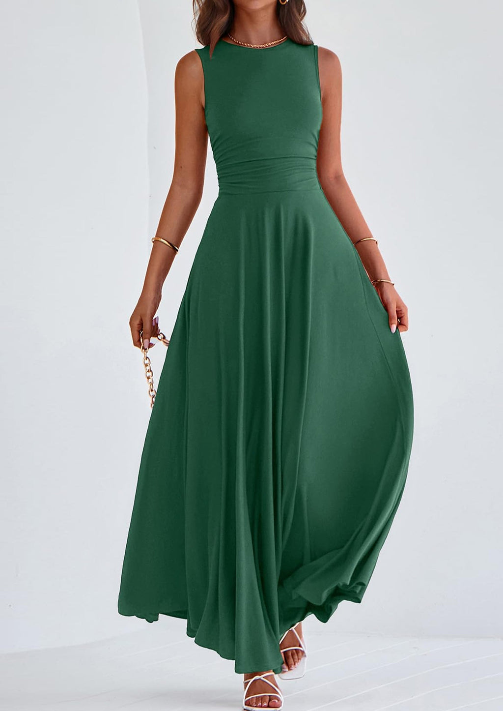 PRETTYGARDEN Womens Spring Dresses Casual Sleeveless Crewneck Aline Maxi Dress Stretch Tank Flowy Long Dresses