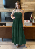 PRETTYGARDEN Women's Summer Maxi Dress Casual Boho Sleeveless Spaghetti Strap Smocked Tiered Long Beach Sundresses