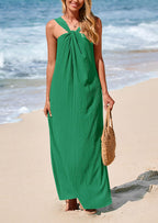 PRETTYGARDEN Womens Casual Long Summer Dresses Sleeveless Strappy Loose Flowy Beach Vacation Maxi Dress with Pockets