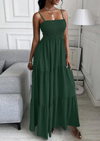 PRETTYGARDEN Women's Summer Maxi Dress Casual Boho Sleeveless Spaghetti Strap Smocked Tiered Long Beach Sundresses