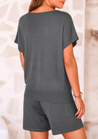 PRETTYGARDEN Two Piece Set for Women Summer Lounge Sets Shorts And Short Sleeve Tops Knitted Matching Travel Spring Outfits