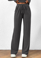 PRETTYGARDEN Women's 2 Piece Lounge Sets Asymmetrical Long Sleeve T Shirt Wide Leg Pants Casual Outfits Tracksuit