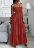 PRETTYGARDEN Women's Summer Maxi Dress Casual Boho Sleeveless Spaghetti Strap Smocked Tiered Long Beach Sundresses