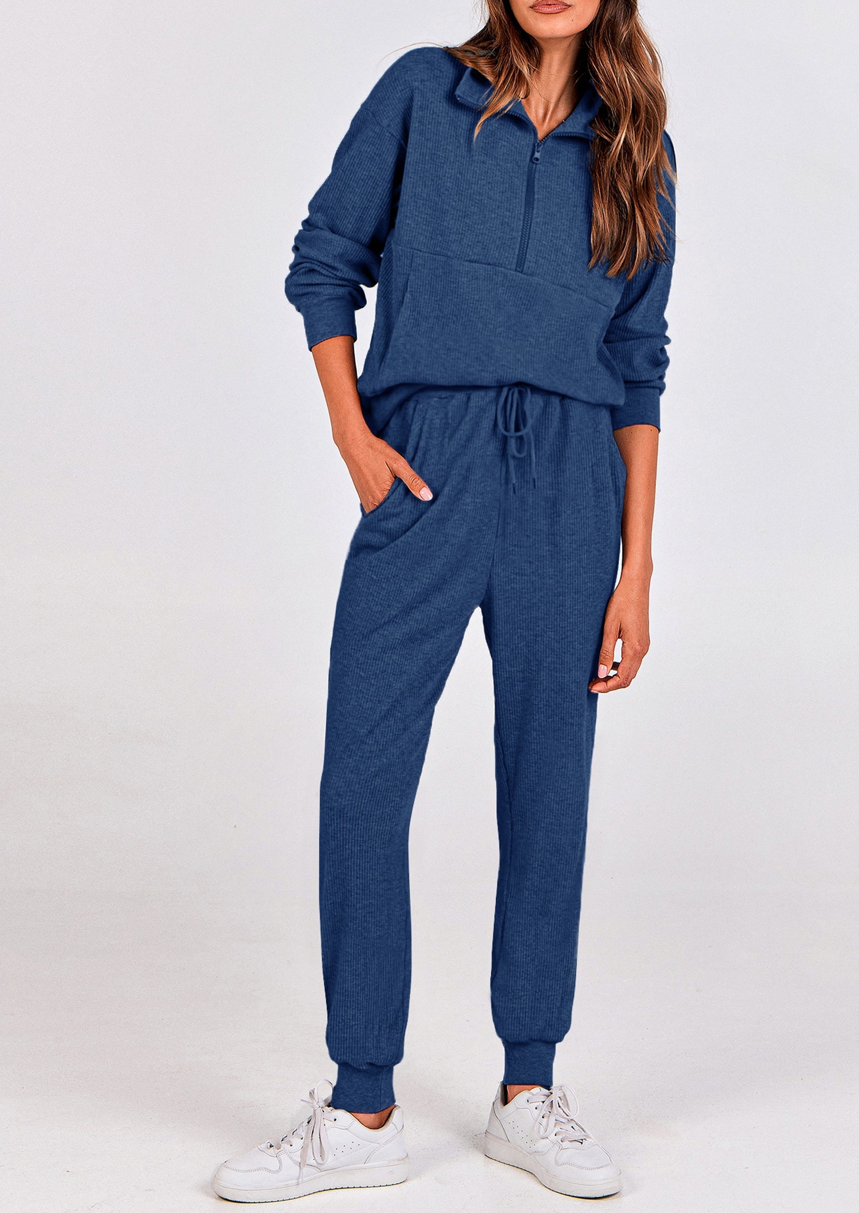 PRETTYGARDEN Women's Fall 2 Piece Lounge Sets Zip Up Sweatshirt Jogger Pants Sweat Track Suits Travel Outfit Winter Clothing