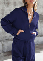 PRETTYGARDEN Women's 2 Piece Sweater Set Pullover Zip Up Sweatshirt Jogger Sweatpants Tracksuit Casual Outfit