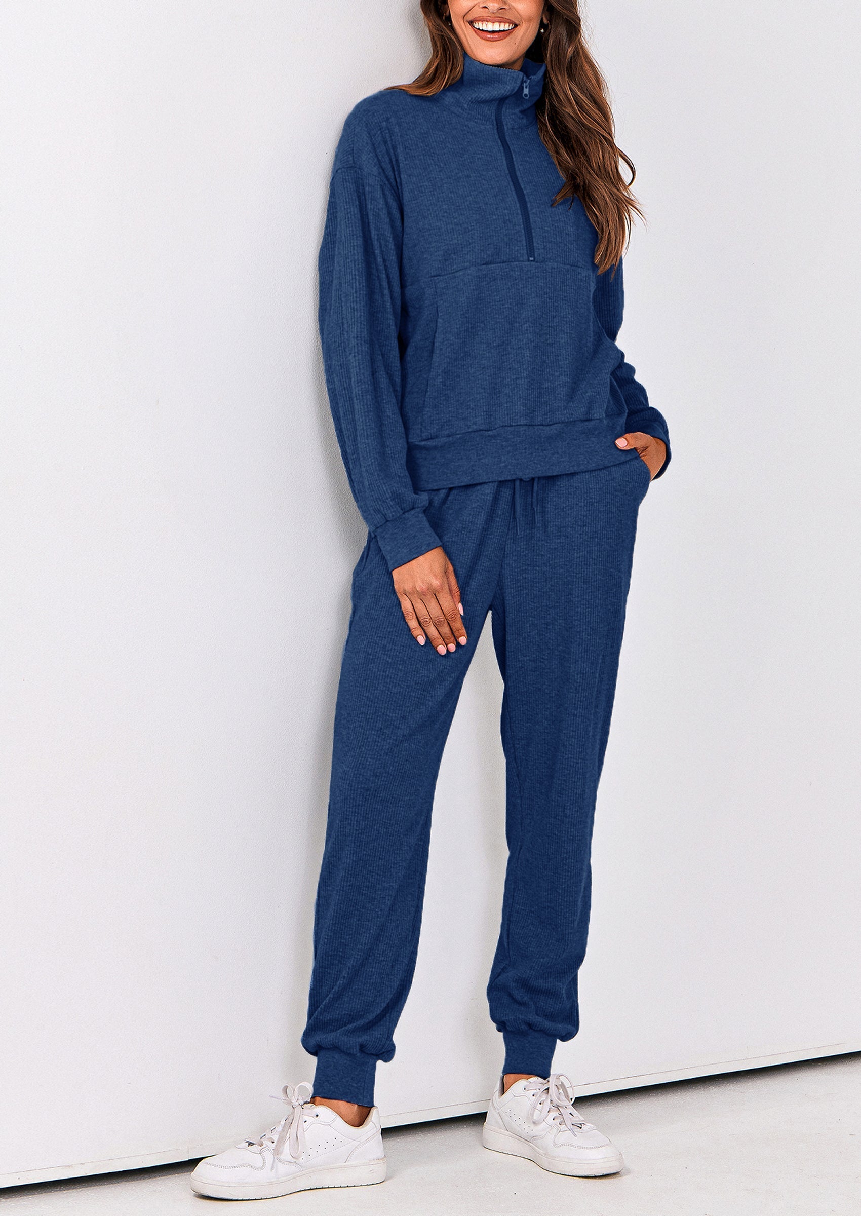PRETTYGARDEN Women's Fall 2 Piece Lounge Sets Zip Up Sweatshirt Jogger Pants Sweat Track Suits Travel Outfit Winter Clothing