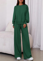 PRETTYGARDEN Womens 2 Piece Sets Long Sleeve Sweatshirt Wide Leg Pants Loose Matching Lounge Set Trendy Fall Outfits