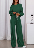 PRETTYGARDEN Womens 2 Piece Sets Long Sleeve Sweatshirt Wide Leg Pants Loose Matching Lounge Set Trendy Fall Outfits