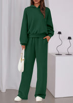 PRETTYGARDEN Womens Sweatsuits 2 Piece Set Casual Winter Long Sleeve Hoodie Loose Wide Leg Sweatpants Fall Tracksuit
