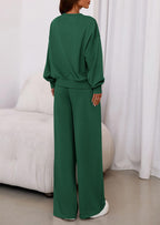 PRETTYGARDEN Womens 2 Piece Sets Long Sleeve Sweatshirt Wide Leg Pants Loose Matching Lounge Set Trendy Fall Outfits