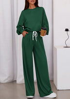 PRETTYGARDEN Womens 2 Piece Sets Long Sleeve Sweatshirt Wide Leg Pants Loose Matching Lounge Set Trendy Fall Outfits