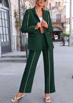 PRETTYGARDEN 2 Piece Blazer Outfits Business Casual Oversized Jacket Wide Leg Work Pants Dressy Suit Set