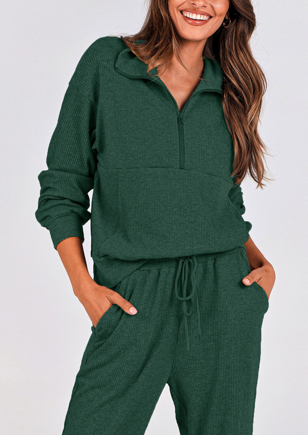PRETTYGARDEN Women's Fall 2 Piece Lounge Sets Zip Up Sweatshirt Jogger Pants Sweat Track Suits Travel Outfit Winter Clothing