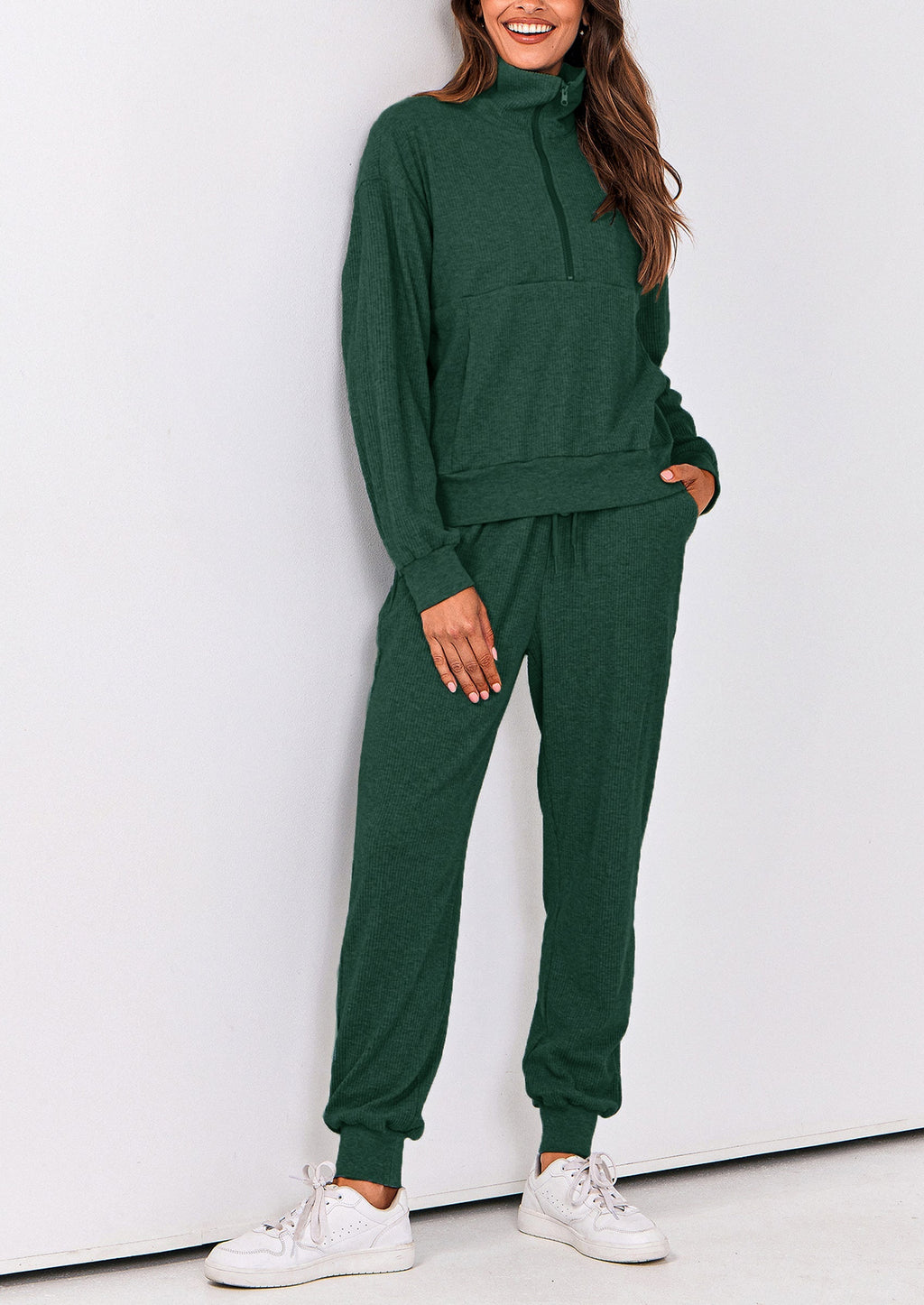 PRETTYGARDEN Women's Fall 2 Piece Lounge Sets Zip Up Sweatshirt Jogger Pants Sweat Track Suits Travel Outfit Winter Clothing