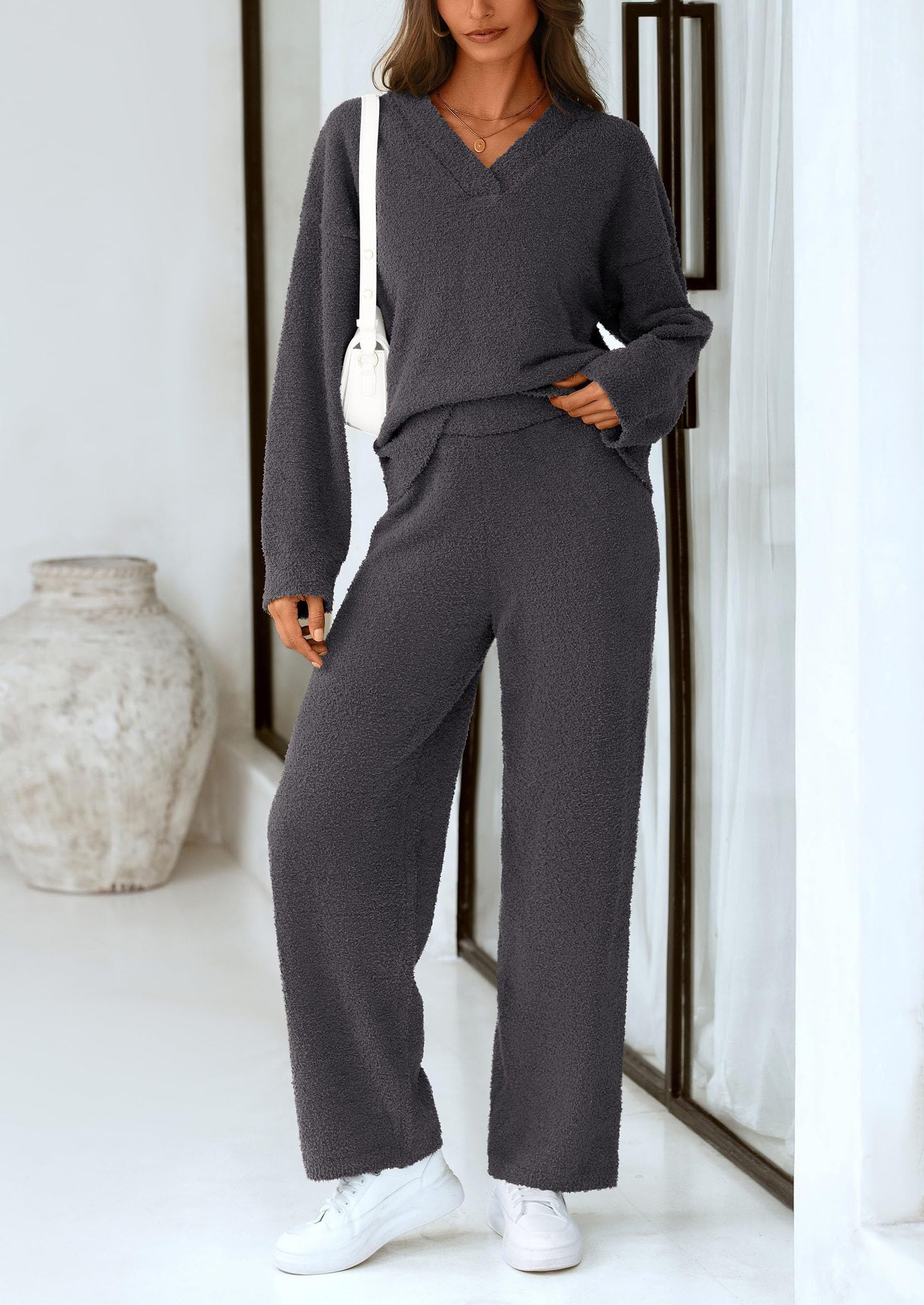 PRETTYGARDEN Lounge Sets for Women Two Piece Sweaters Pajama Set Fall Fashion Loungewear Outfits Matching Winter Clothes
