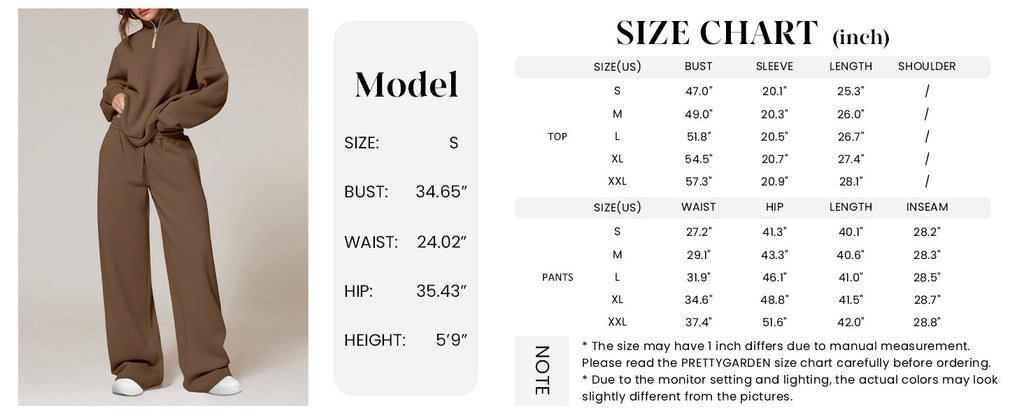 PRETTYGARDEN Womens Casual Two Piece Sets Fall Outfits Quarter Zip Sweatshirts Straight Leg Pants Sweatsuits Tracksuit