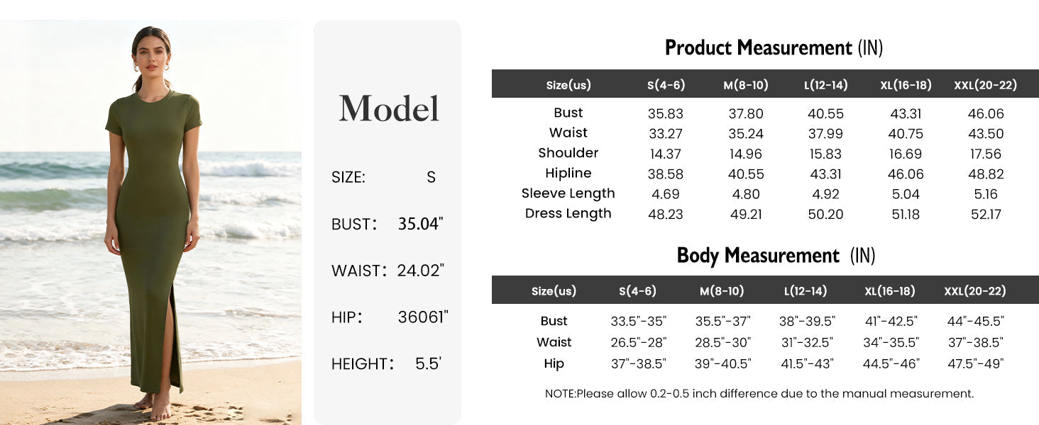 PRETTYGARDEN Womens Summer Maxi Dresses Casual Short Sleeve Crewneck Knit Slit T Shirt Dress Spring Long Beach Sundress