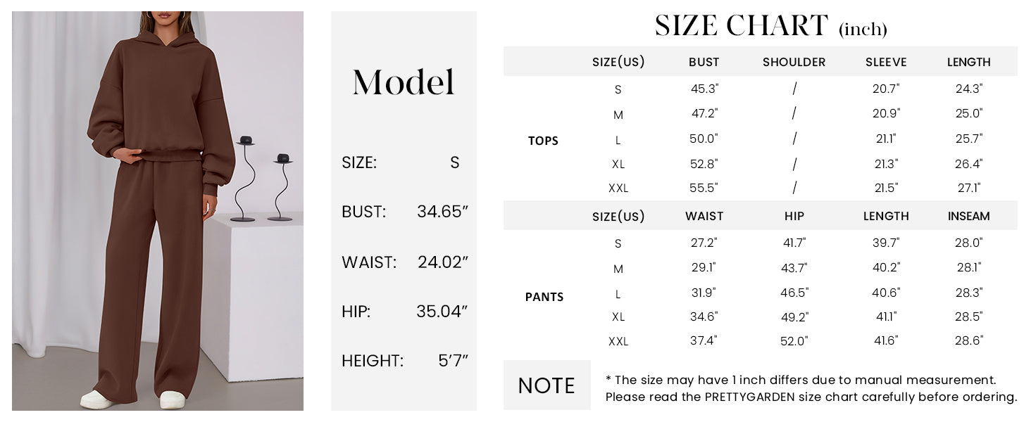 PRETTYGARDEN Womens Sweatsuits 2 Piece Set Casual Winter Long Sleeve Hoodie Loose Wide Leg Sweatpants Fall Tracksuit