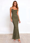 PRETTYGARDEN Womens Summer Dresses Polka Dot Spaghetti Strap Cowl Neck Bodycon Wedding Cocktail Mermaid Maxi Dress