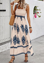 PRETTYGARDEN Womens Summer Boho Maxi Dress Casual Sleeveless Square Neck Floral Aline Smocked Beach Dresses with Pockets