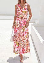 PRETTYGARDEN Womens Summer Floral Maxi Dresses Spring Sleeveless Cowl Neck Flowy Beach Vacation Wedding Guest Long Dress