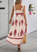 PRETTYGARDEN Womens Summer Boho Maxi Dress Casual Sleeveless Square Neck Floral Aline Smocked Beach Dresses with Pockets