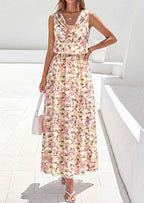 PRETTYGARDEN Womens Summer Floral Maxi Dresses Spring Sleeveless Cowl Neck Flowy Beach Vacation Wedding Guest Long Dress