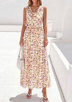 PRETTYGARDEN Womens Summer Floral Maxi Dresses Spring Sleeveless Cowl Neck Flowy Beach Vacation Wedding Guest Long Dress