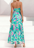 PRETTYGARDEN Womens Boho Maxi Dress Summer Floral Tube Strapless Spring Wedding Guest Cocktail Long Dresses