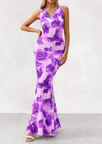 PRETTYGARDEN Women's Summer Cowl Neck Floral Maxi Dress Sleeveless Bodycon Beach Vacation Long Party Wedding Guest Dresses