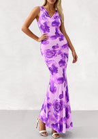 PRETTYGARDEN Women's Summer Cowl Neck Floral Maxi Dress Sleeveless Bodycon Beach Vacation Long Party Wedding Guest Dresses