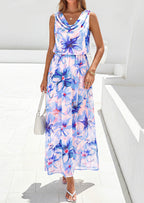 PRETTYGARDEN Womens Summer Floral Maxi Dresses Spring Sleeveless Cowl Neck Flowy Beach Vacation Wedding Guest Long Dress