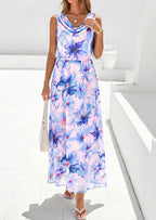 PRETTYGARDEN Womens Summer Floral Maxi Dresses Spring Sleeveless Cowl Neck Flowy Beach Vacation Wedding Guest Long Dress