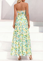 PRETTYGARDEN Womens Boho Maxi Dress Summer Floral Tube Strapless Spring Wedding Guest Cocktail Long Dresses