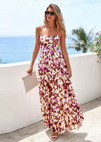 PRETTYGARDEN Women's Floral Maxi Dress Summer Outfits Spaghetti Strap Flowy Long Sundress Beach Vacation Boho Dresses