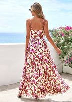 PRETTYGARDEN Women's Floral Maxi Dress Summer Outfits Spaghetti Strap Flowy Long Sundress Beach Vacation Boho Dresses